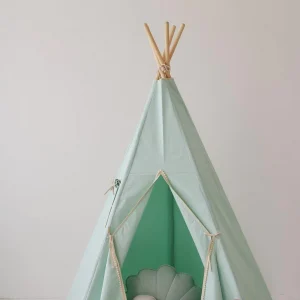 Teepee with pompons - Mint Fog