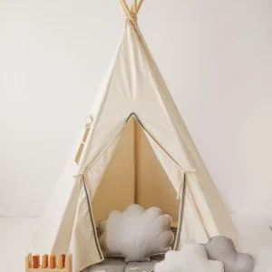 Teepee with pompons - Grey