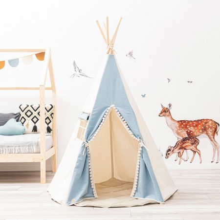 Teepee with pompons - Jeans
