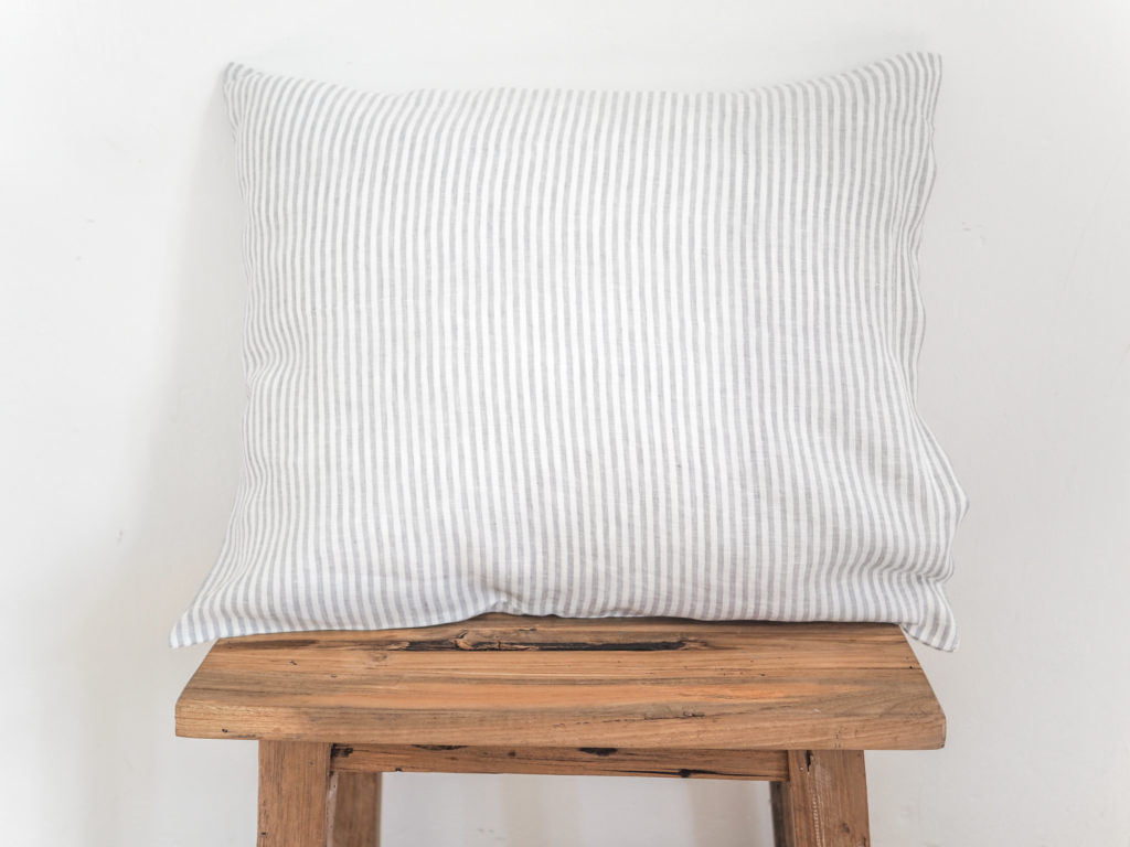 Linen pillow cases - classic - gray stripes