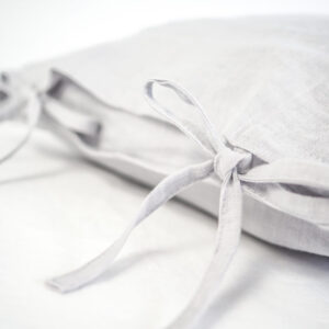 Linen Pillow Cases with ribbons - light gray