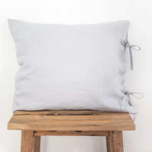 Linen Pillow Cases with ribbons - light gray