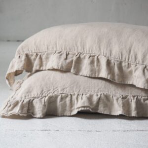 Linen pillow cases with frill - Natural Linen