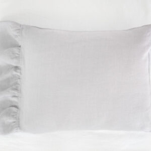 Linen pillow cases with a side frill - Light Gray