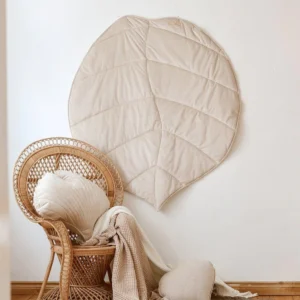 Leaf-shaped quilted linen mats - Velvet - Cream