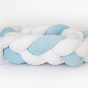 Bed bumper - two-colour braids - White Blue