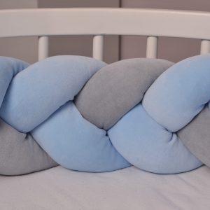 Bed bumper - two-colour braids - Blue Gray