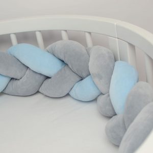 Bed bumper - two-colour braids - Gray Blue