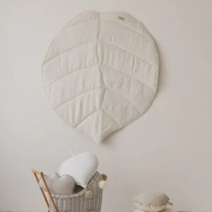 Leaf-shaped quilted linen mats - Linen - White and grey