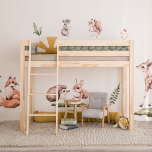 In the photo: Loft bed Sigelo I 160 x 80 cm, with ladder on the side