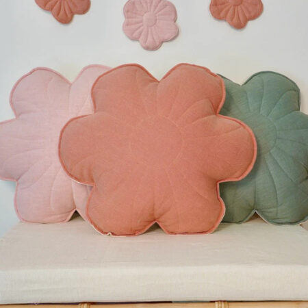 Flower Pillow - Coral Pink Dahlia - Linen
