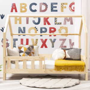 Wall stickers - Dino Alphabet. Bed shown in this picture is 160x80cm.