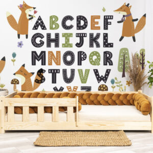 Wall stickers - Autumn Alphabet. Bed shown in this picture is 160x80cm.