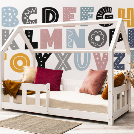 Wall stickers - Colourful Alphabet 2. Bed shown in this picture is 160x80cm.