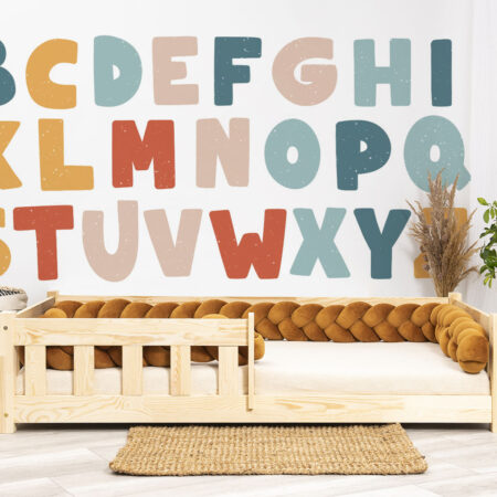 Wall stickers - Colourful Alphabet. Bed shown in this picture is 160x80cm.
