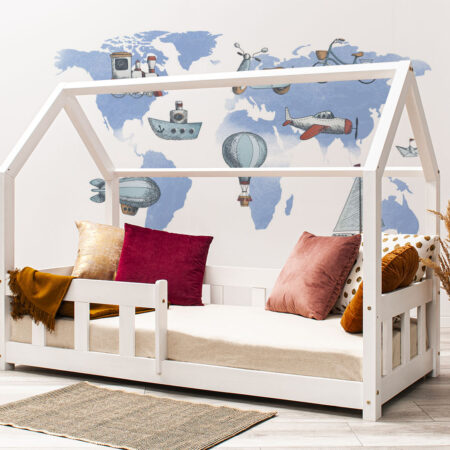 Wall stickers - Transportation map of the world XL. Bed shown in this picture is 160x80cm.