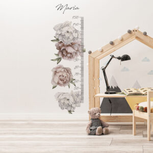 Wall sticker - Peonies - Growth Chart. Desk shown in this picture is 120x111cm.