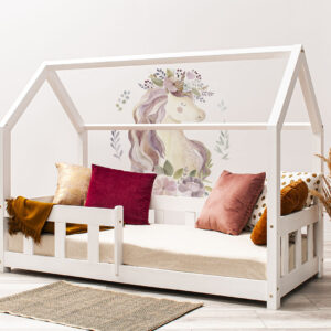 Wall stickers - Unicorn in the flowers. Bed shown in this picture is 160x80cm.